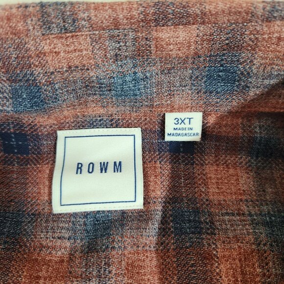 ROWM Mens Plaid Long Sleeve Button-Up Shirt size 3XT Brick Red & Navy - Picture 3 of 10
